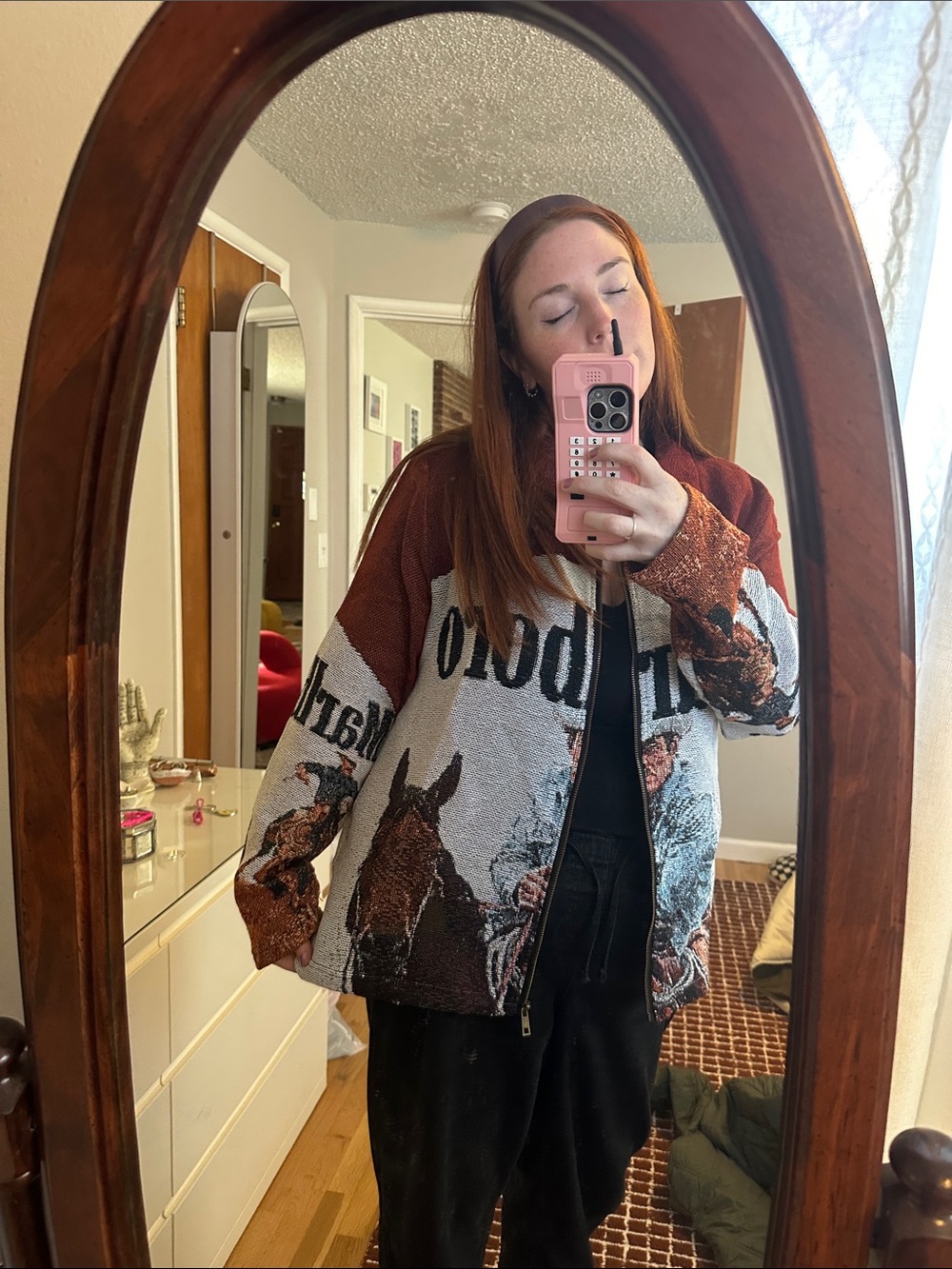 Marlboro Brown Western Graphic Zip-Front Jacket